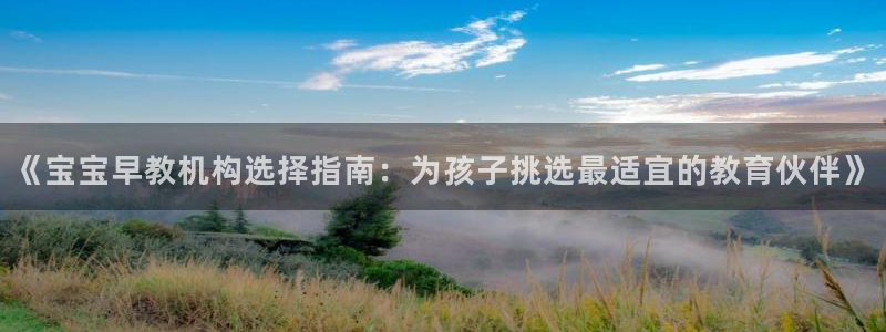 天狮娱乐 c主管57661:《宝宝早教机构选择指南:为孩子挑选最适宜的教育伙伴》